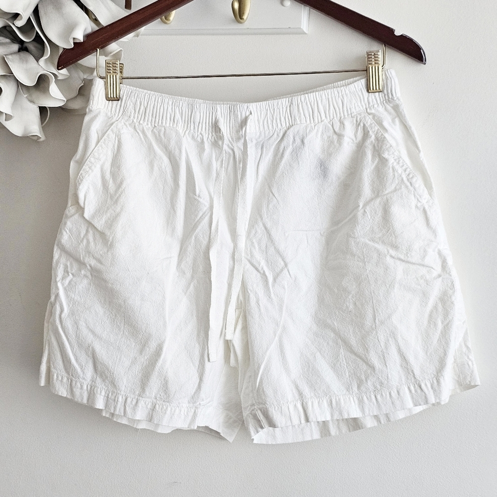 Erika White Cotton Drawstring Elastic Waist Lounge Shorts Size PS